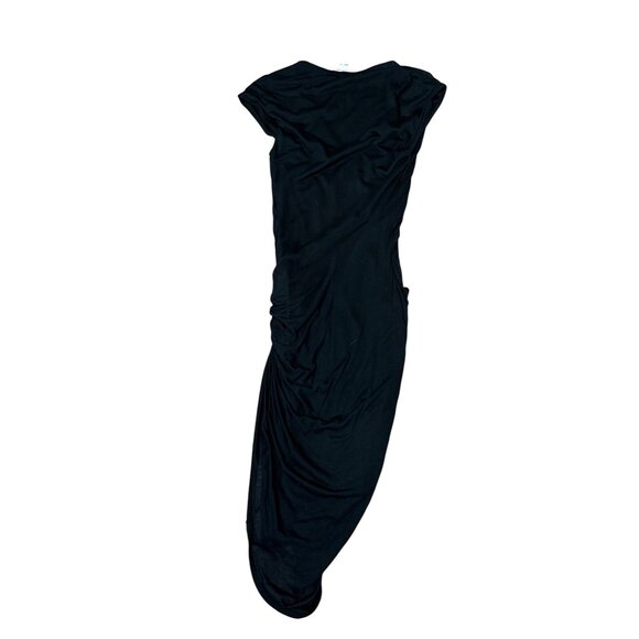 Helmut Lang Black Asymmetrical Draped Knotted Jersey Dress S Vamp Glam Cocktail - Picture 4 of 8
